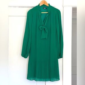 DKNY pleated tie neck dress